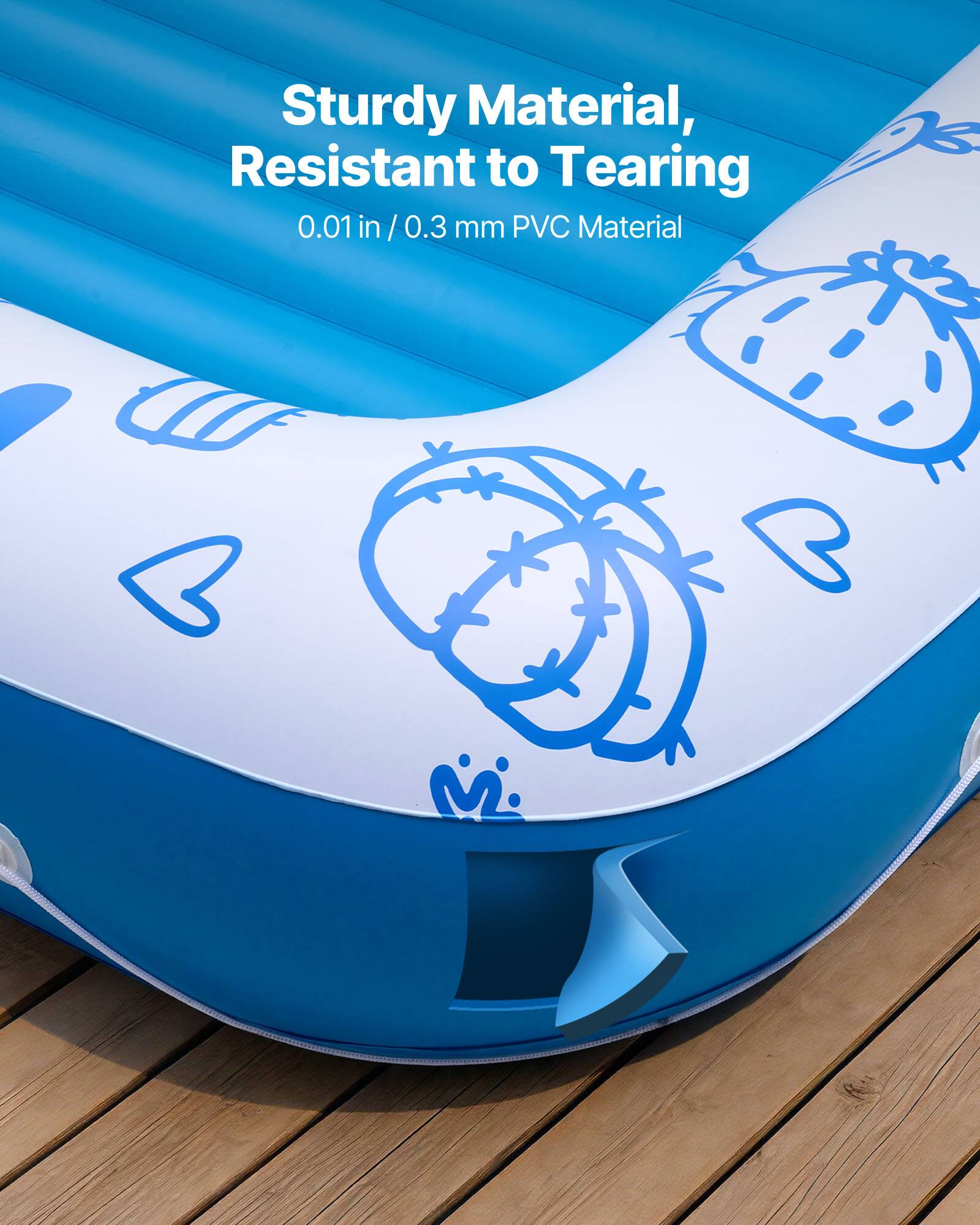 Sturdy Material, Resistant to Tearing  
0.01 in / 0.3 mm PVC Material