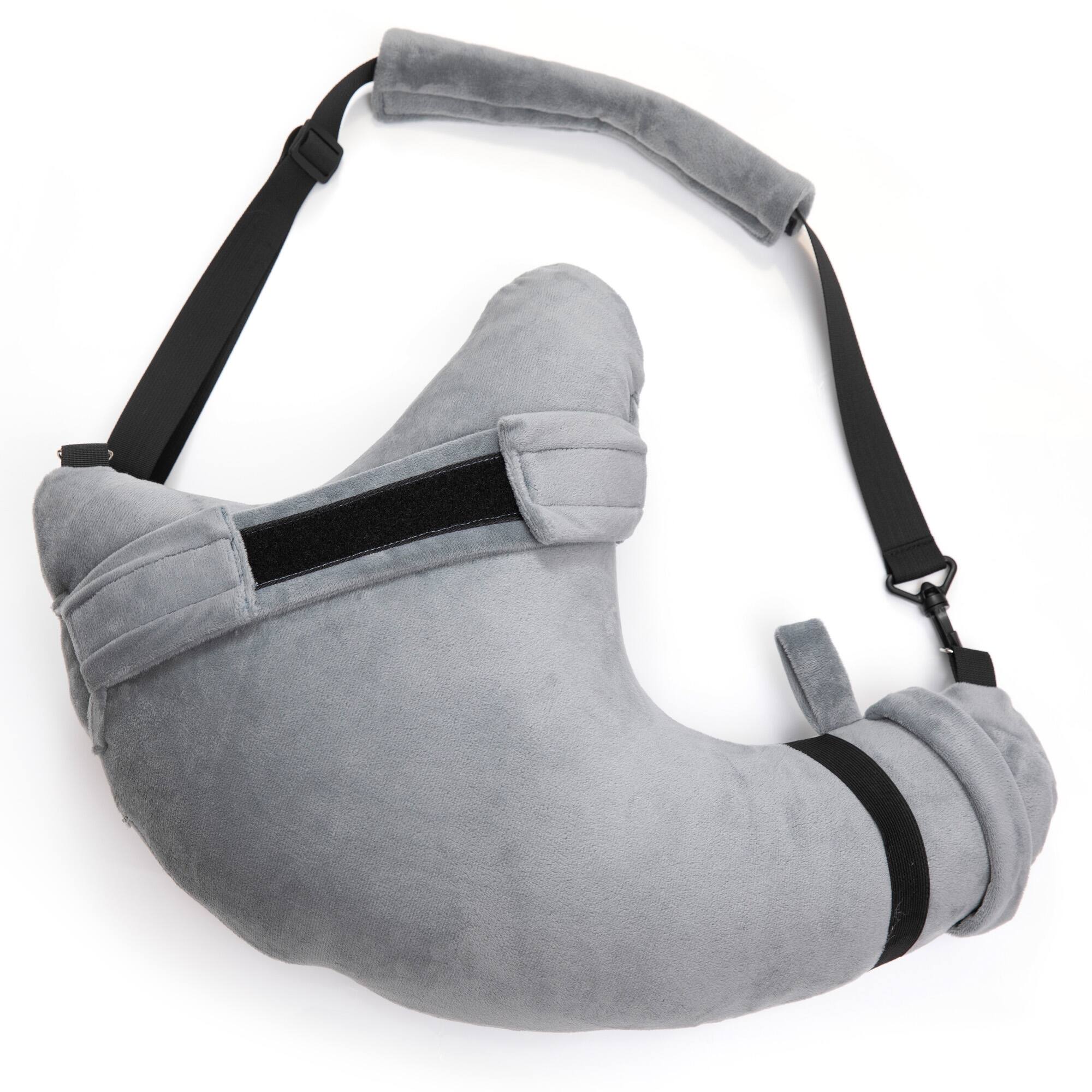 Angle. Cheer Collection - Shoulder & Arm Support Pillow with Sling, Adjustable Fill, Multi-Strap Design, 24 x 16 in, Gray - Gray.