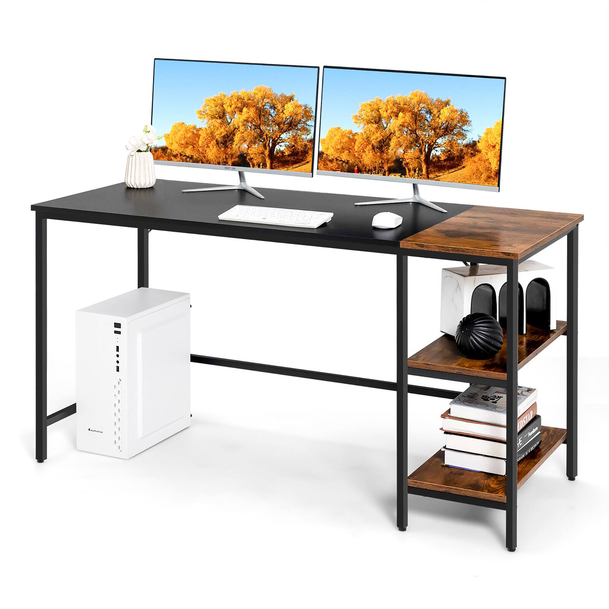 Alt View 18. Costway - Writing Desk with Bookshelf - 55" Wide - Black.