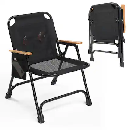 Front. Winado - 29in Portable Beach Camping Chair with Fan, USB-Powered Cooling System, 330LBS Capacity for Outdoor Sports Beach Seating - Black.