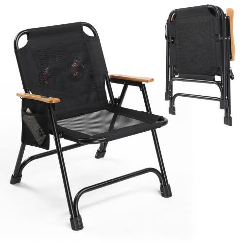 Front. Winado - 29in Portable Beach Camping Chair with Fan, USB-Powered Cooling System, 330LBS Capacity for Outdoor Sports Beach Seating - Black.