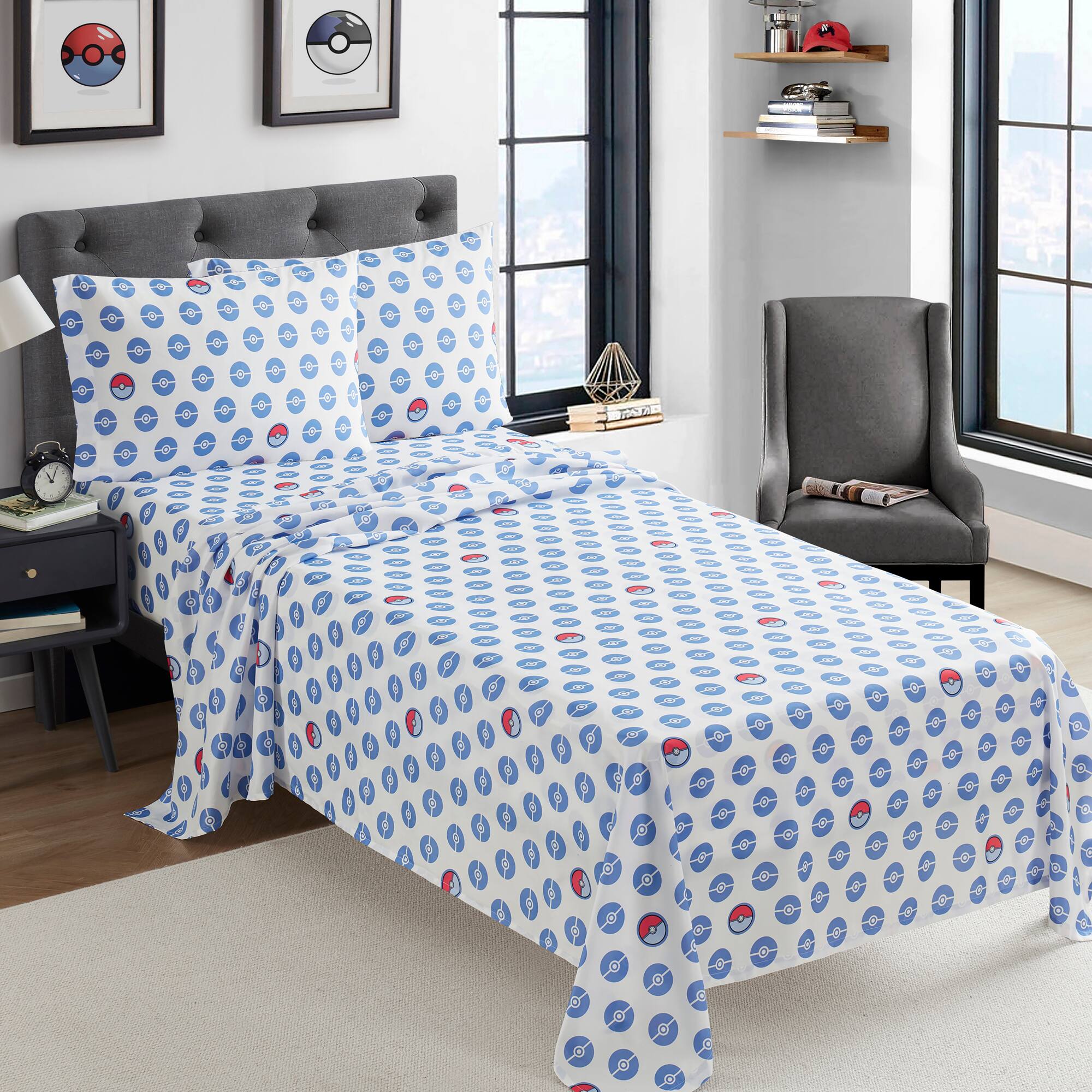 Angle. Sweet Home Collection - Pokemon Microfiber Kids' Sheet Set - Full - White.