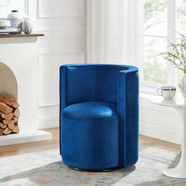 Della Performance Velvet Fabric Swivel Chair by Modway - Navy