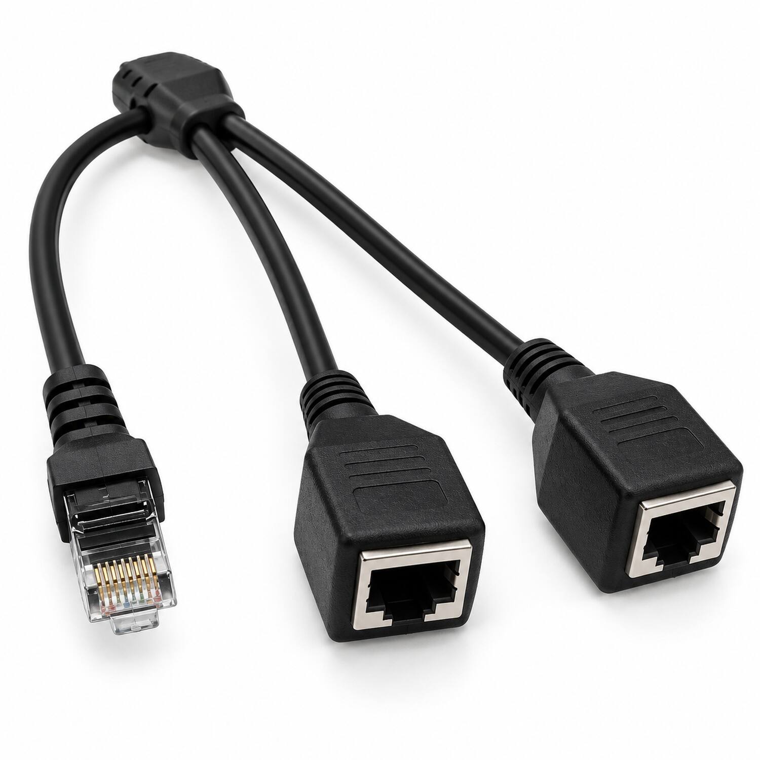 Front. Sanoxy - RJ45 Ethernet Splitter Adapter Male to Dual Female LAN - Black.