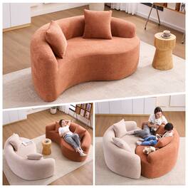 GOODSILO - S-Curved Sectional Sofa with Dual-Depth Seating, Luxurious Chenille Upholstery, and Space-Saving Design - Coral