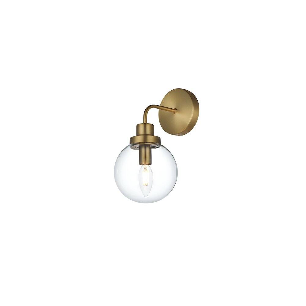 Left. Living District - Hanson 6 inch Wall Sconce in Satin Gold - Satin Gold And Clear.