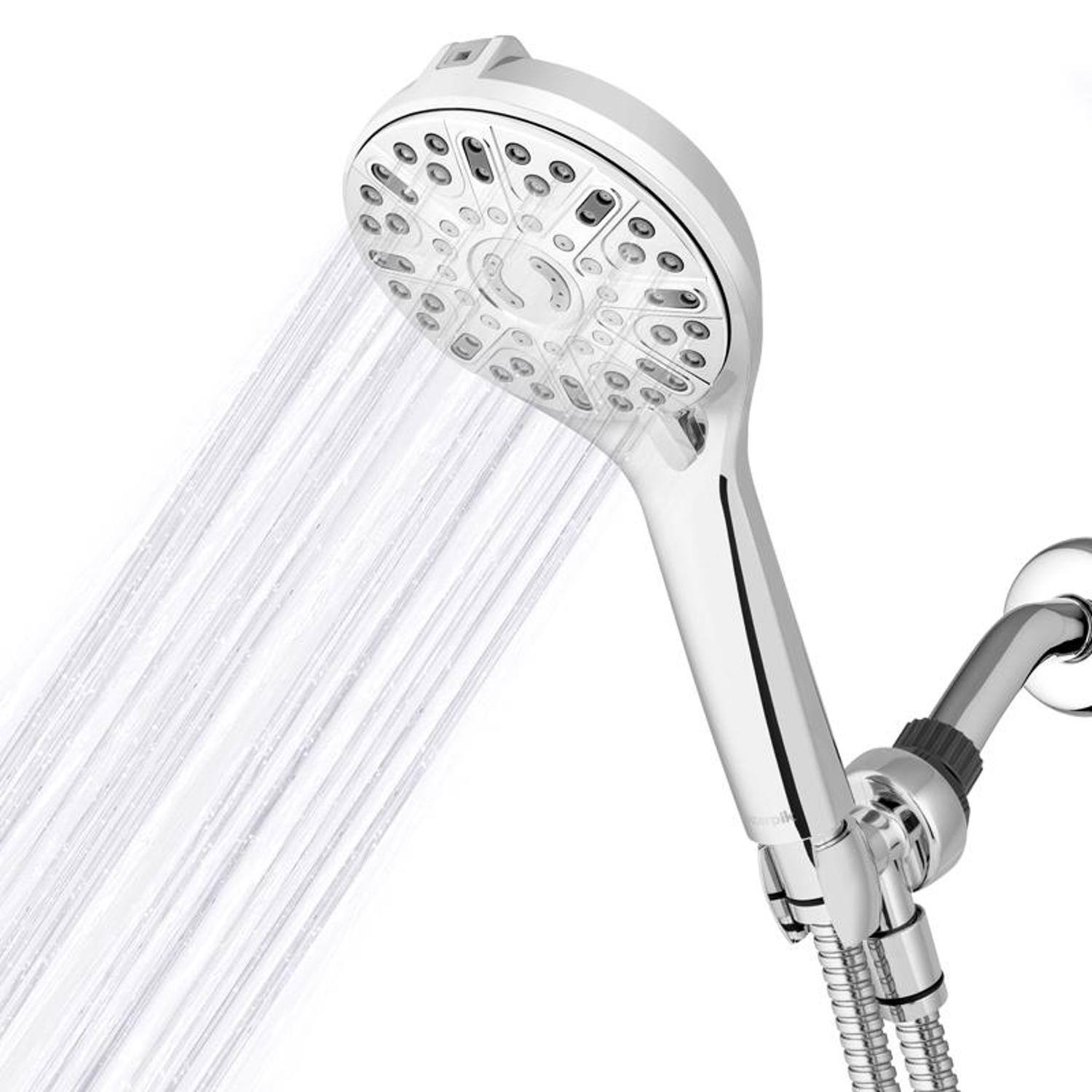 Left. Waterpik - Waterpik PowerPulse Chrome 7 settings Handheld Showerhead 1.8 gpm - Chrome.