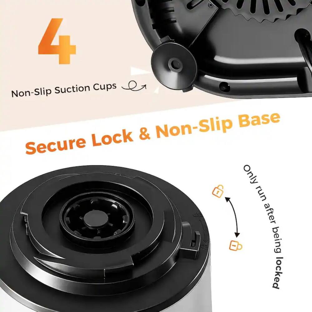 4 Non-Slip Suction Cups  
Secure Lock & Non-Slip Base  
Only run after being locked