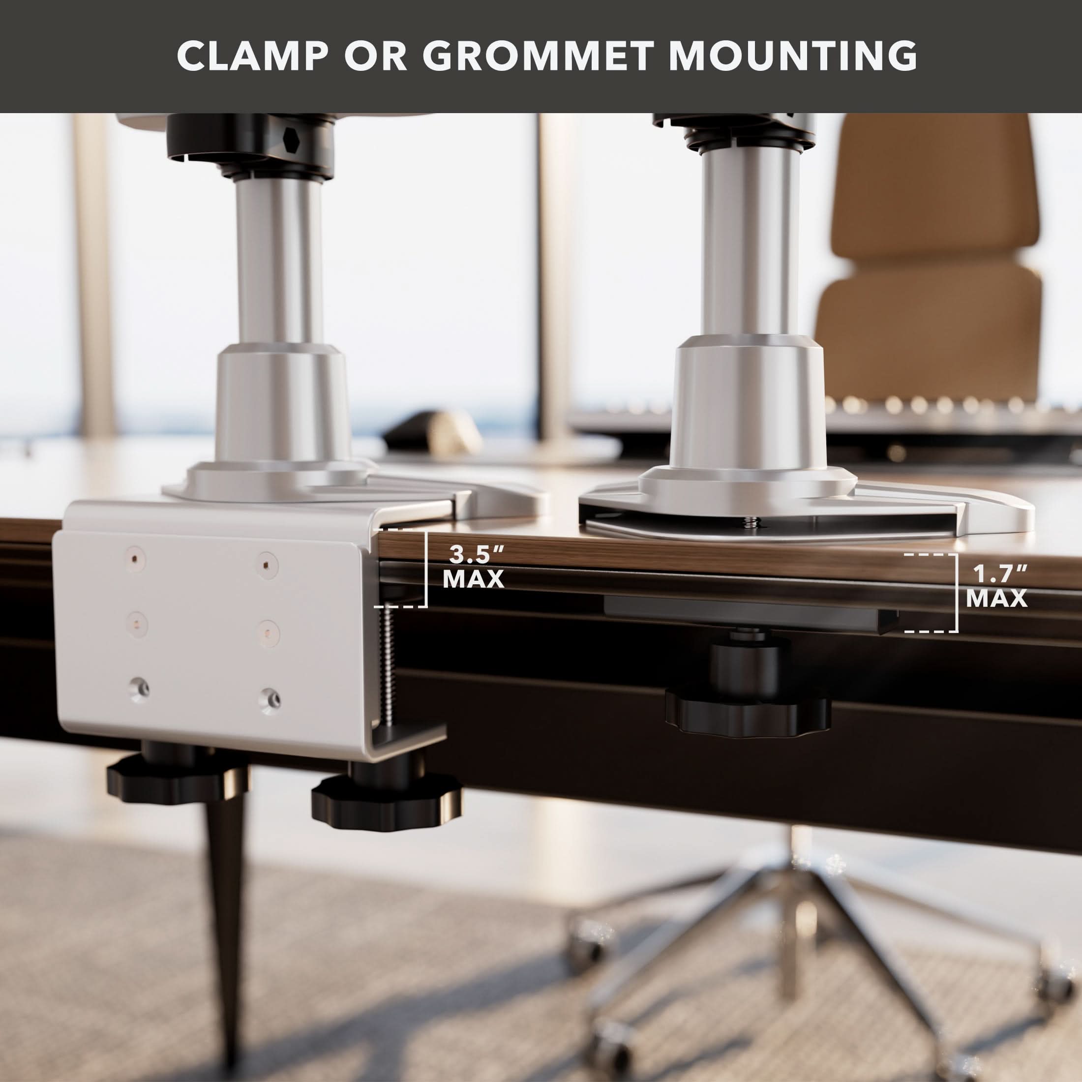 CLAMP OR GROMMET MOUNTING  
3.5" MAX  
1.7" MAX