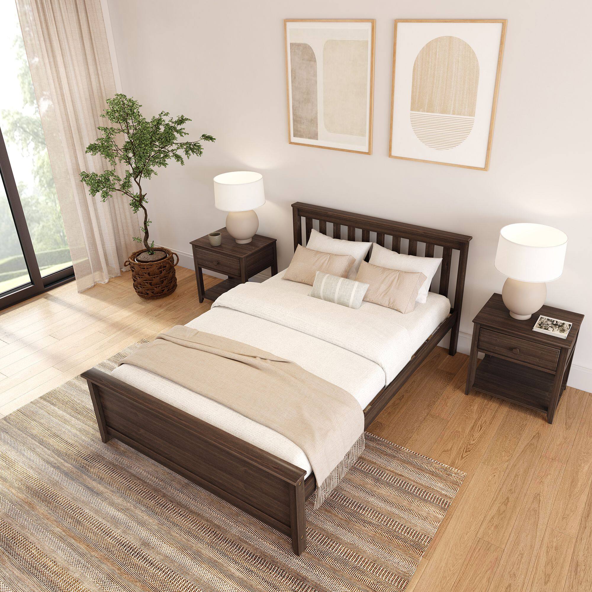 Alt View 3. Plank+Beam - Classic Full-Size Platform Bed, Walnut - Walnut.