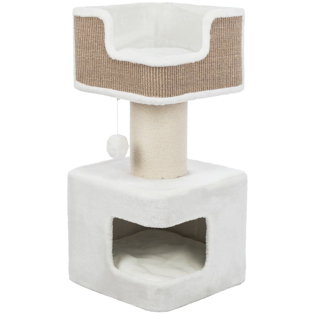 TRIXIE - Ava XXL Jute & Plush 2-Level Cat Tree with Scratching Post & Condo - Brown/White