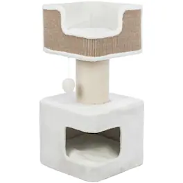 TRIXIE - Ava XXL Jute & Plush 2-Level Cat Tree with Scratching Post & Condo - Brown/White