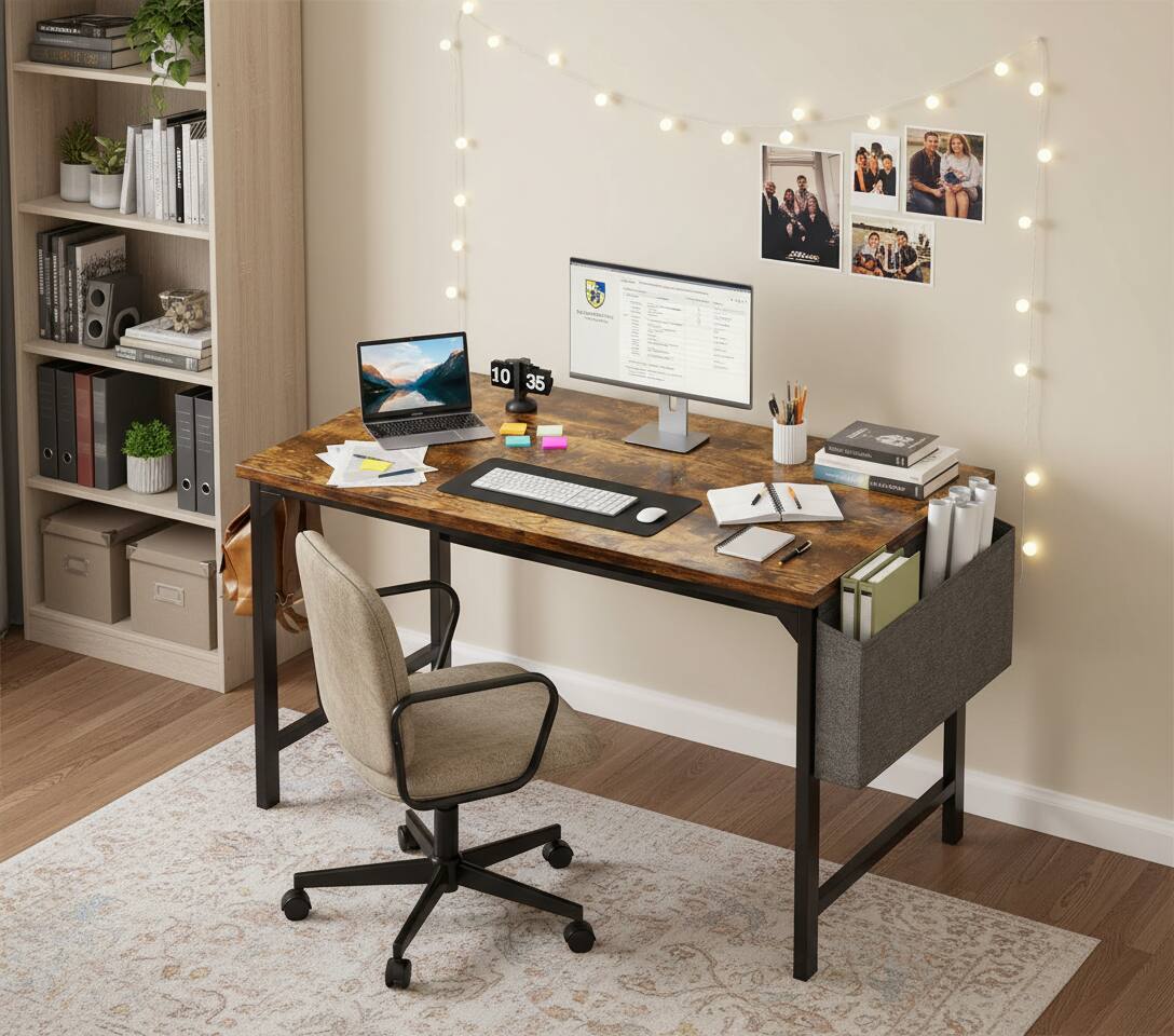 Angle. AOITUN - Computer Office Desk 48 Inch Kids - Ideal for Study, Work, or Play with Sturdy Design and Ample Workspace - Steel.