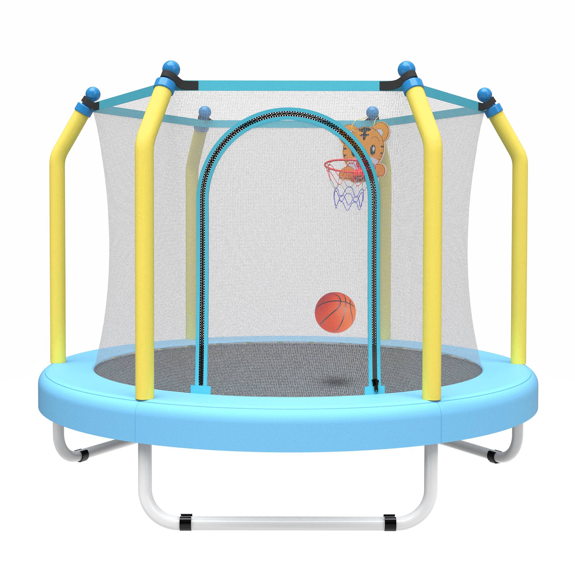 Angle. LOVMOR - Lovmor 4.6 FT Trampoline with Basketball Hoop Recreational Trampoline for Kids.