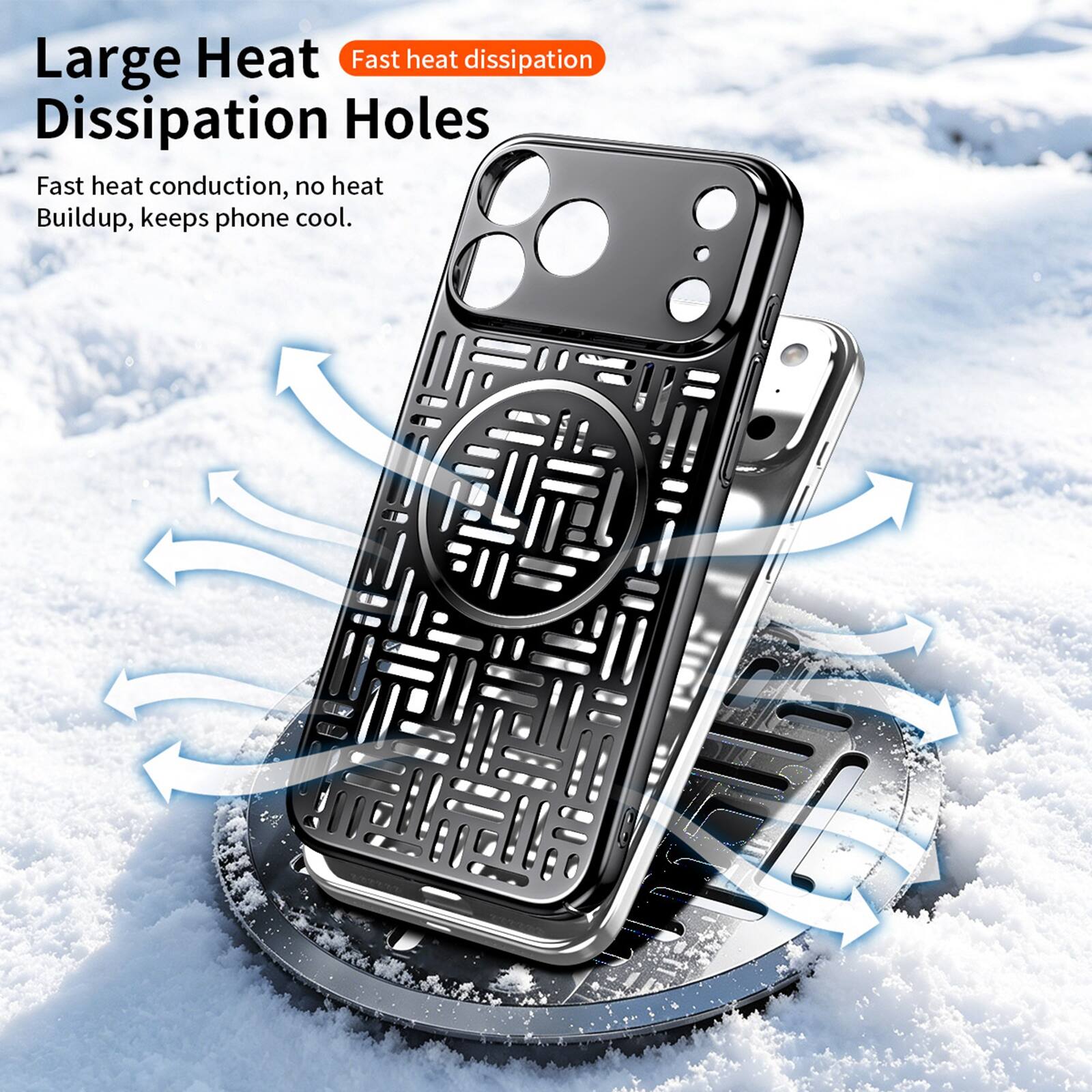 Large Heat Dissipation Holes  
Fast heat dissipation  
Fast heat conduction, no heat buildup, keeps phone cool.