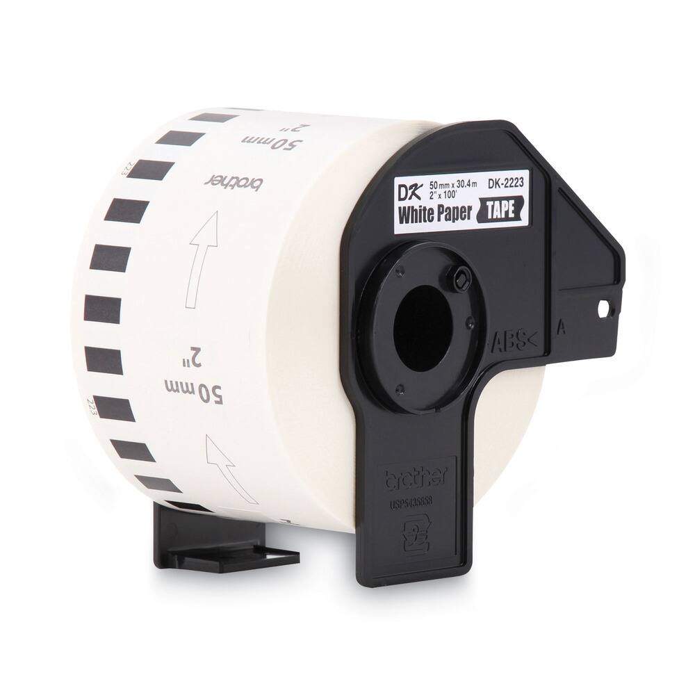 E 2 50mm brother 50 mm 1 30.4m 30 DK-2223 DR 2 E 100 White Paper TAPE 223 2" mm 50 ABS A cicther USPS4358S8

Corrected text from the image:
- DK-2223
- 50mm x 30.4m
- 2" x 100
- White Paper TAPE
- brother
- USPS4358S8