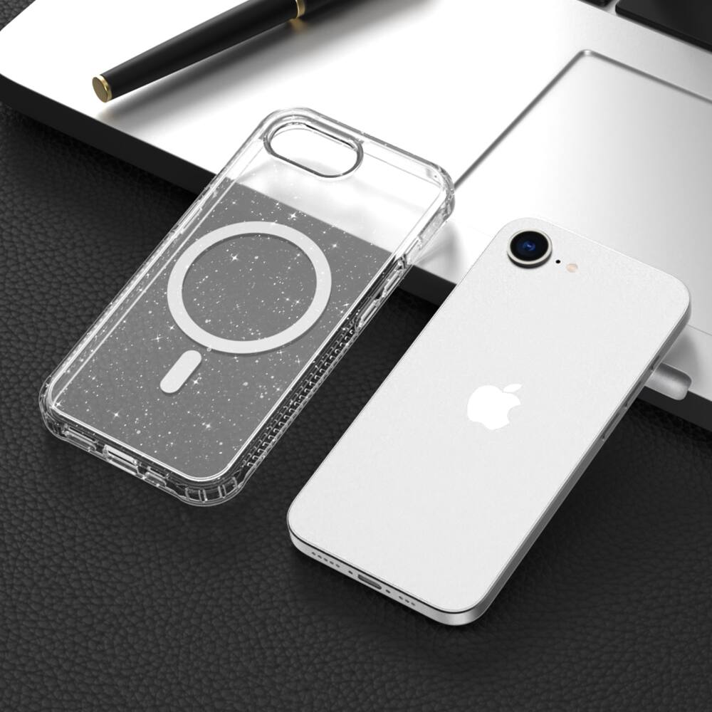 Alt View 1. Dteck - Magnetic for iPhone 17e Case / iPhone 16e Case, Compatible with MagSafe, Translucent Matte Shockproof Phone Cover - Glitter Clear.