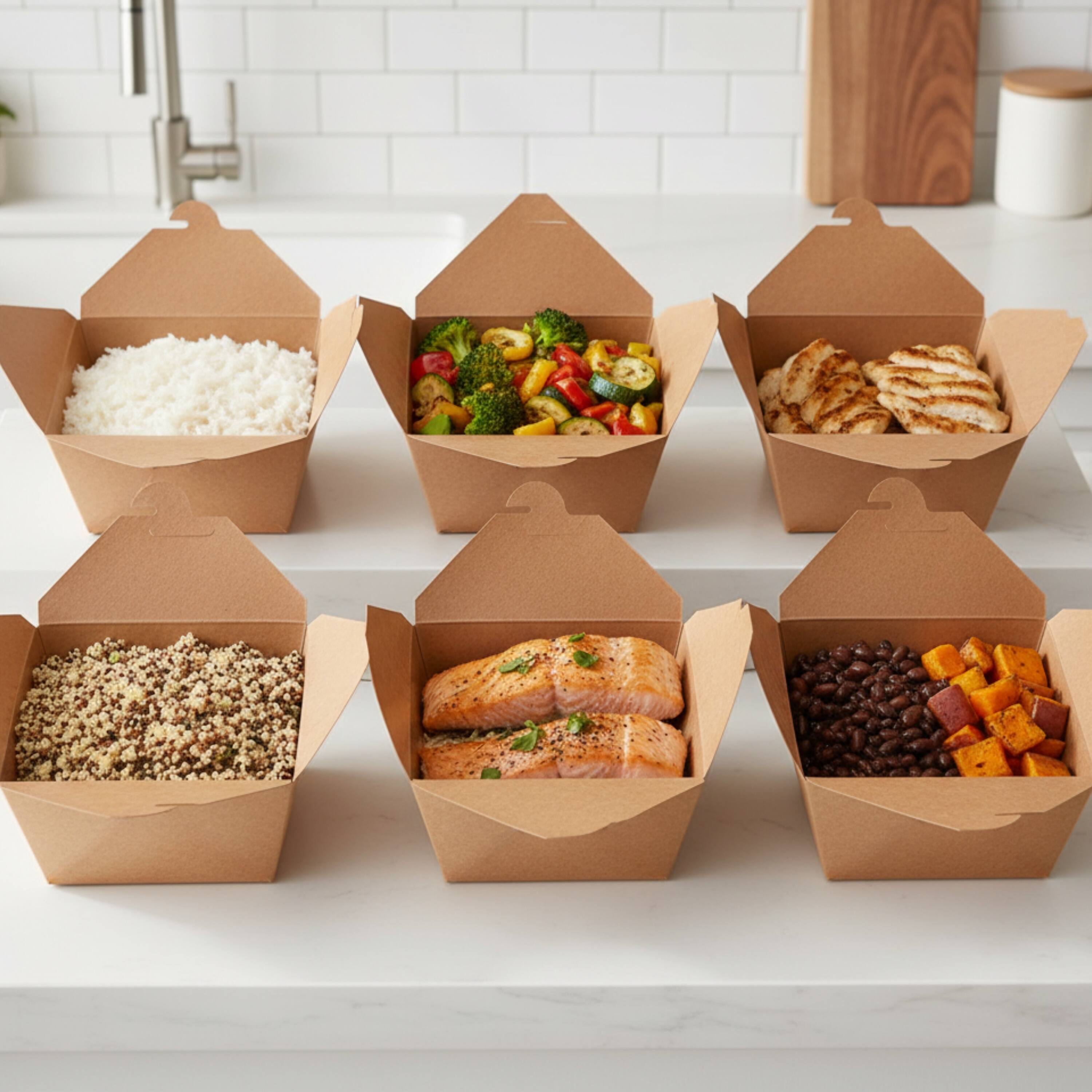 Alt View 7. Eco Harmony Products - Kraft Paper Take-Out Boxes, Bio Box #5, 6.8" x 5.4" x 2.5", 300-Pack - Tan.