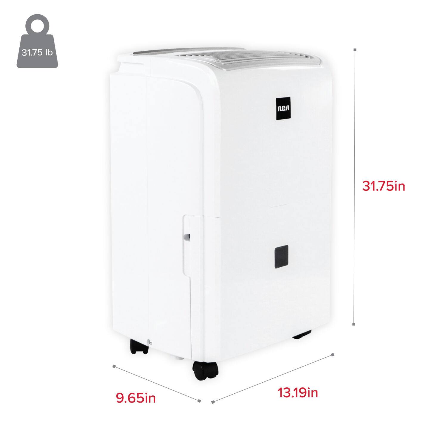 The text on the image reads: 31.75 lb RCA 31.75in 9.65in 13.19in.