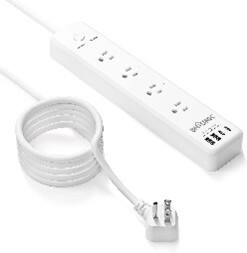 BN-LINK - 1875W Surge Protected Power Strip, 4 Outlets + 4 USB Ports (1 USB-C PD 20W), 5 ft Flat Plug, ETL - White