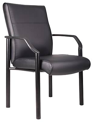 Front. Boss Office Products - Leather Guest Chair - Black.