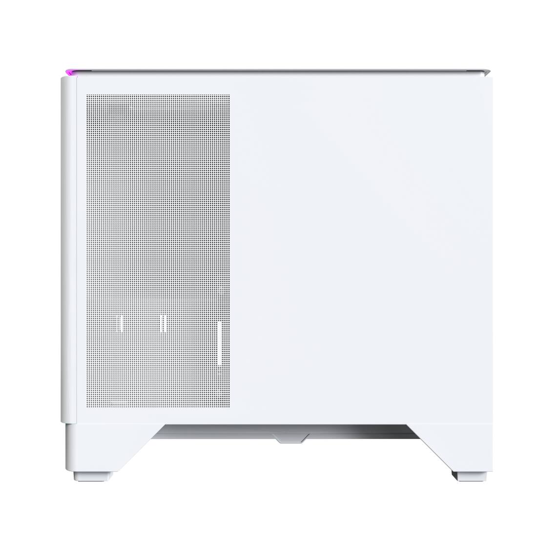 Back. Montech - KING 15 Micro-ATX PC Case, Curved Panoramic Glass, 360mm Radiator Support, Compact Build for High-Performance Systems - white.