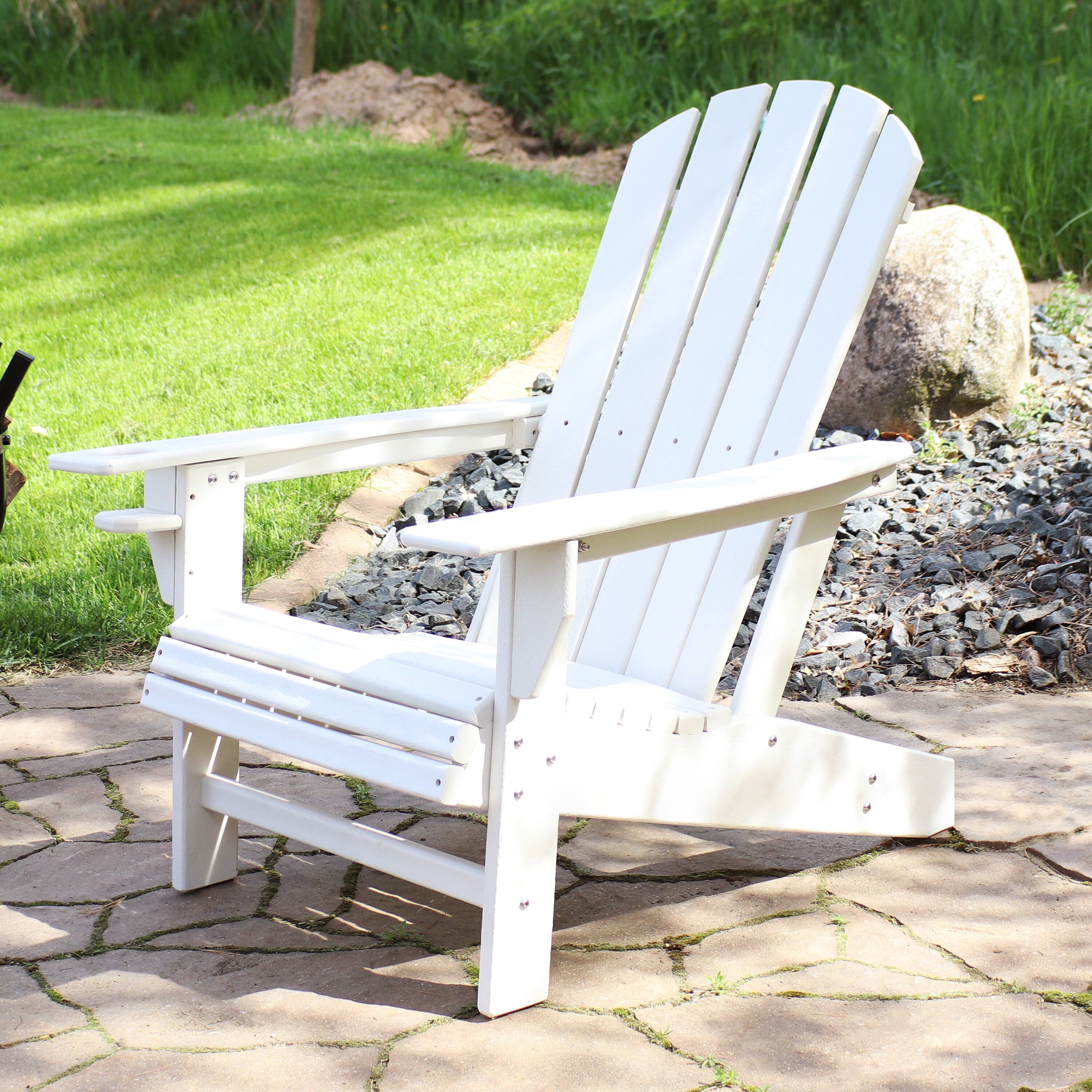 Alt View 3. Sunnydaze - Lake Style Adirondack Chair with Cup Holder - White.