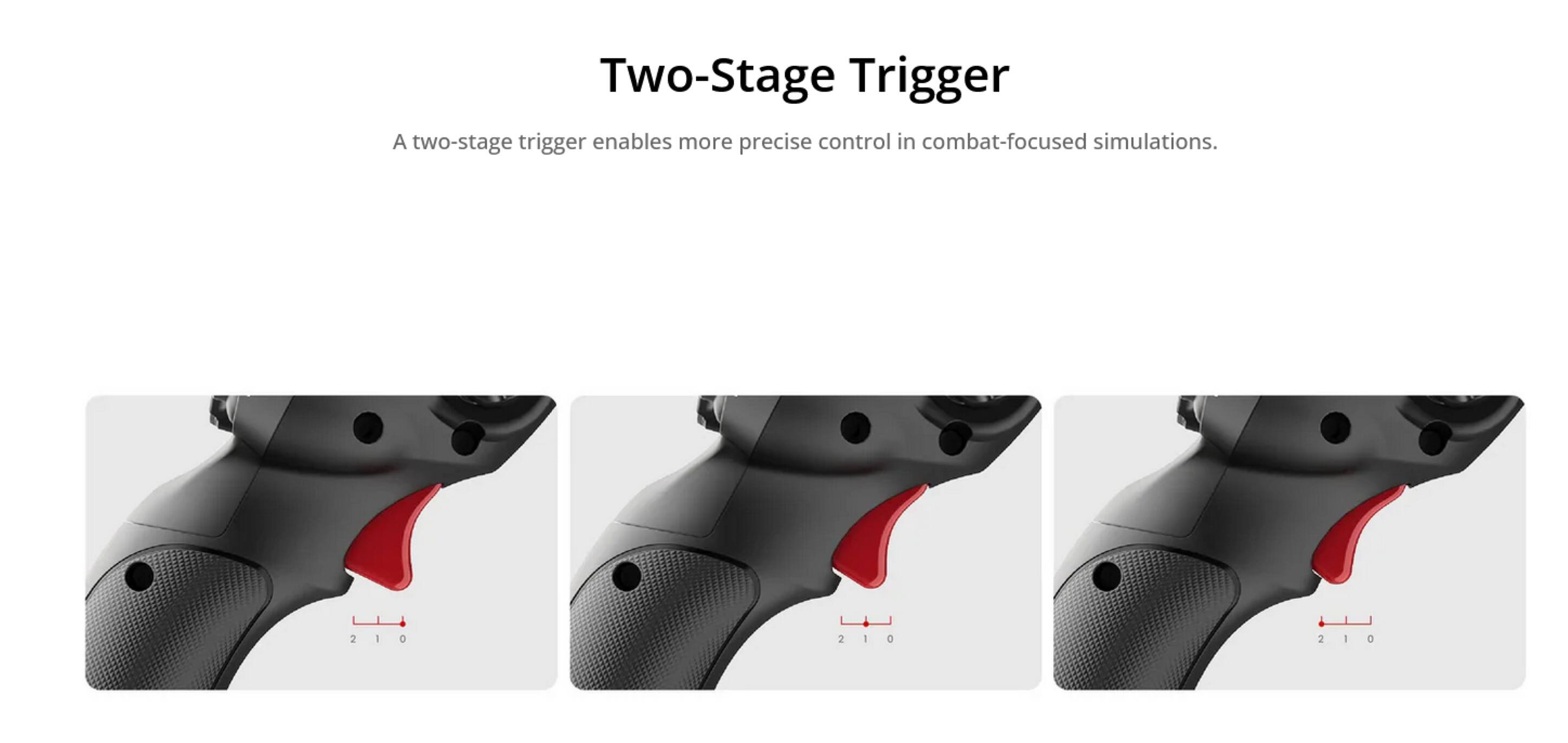 Two-Stage Trigger  
A two-stage trigger enables more precise control in combat-focused simulations.