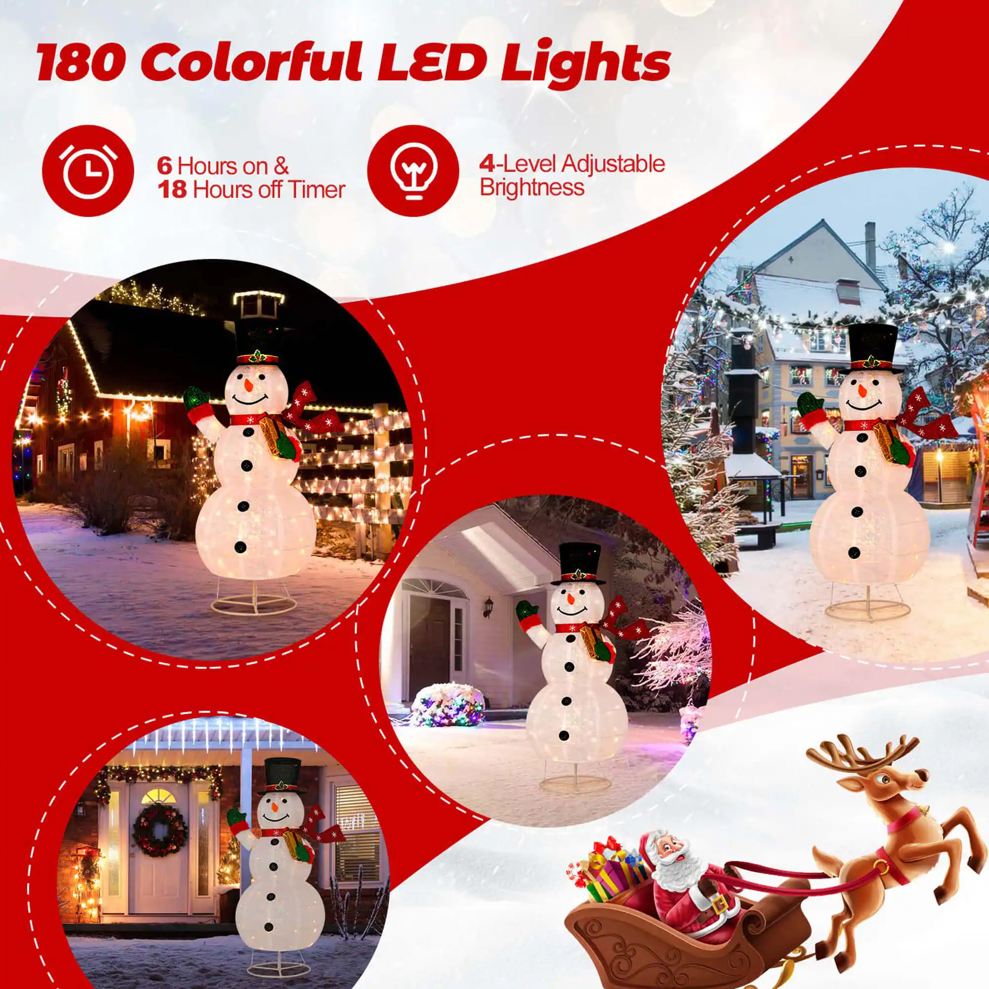 180 Colorful LED Lights 6 Hours on & 18 Hours off Timer 4-Level Adjustable Brightness