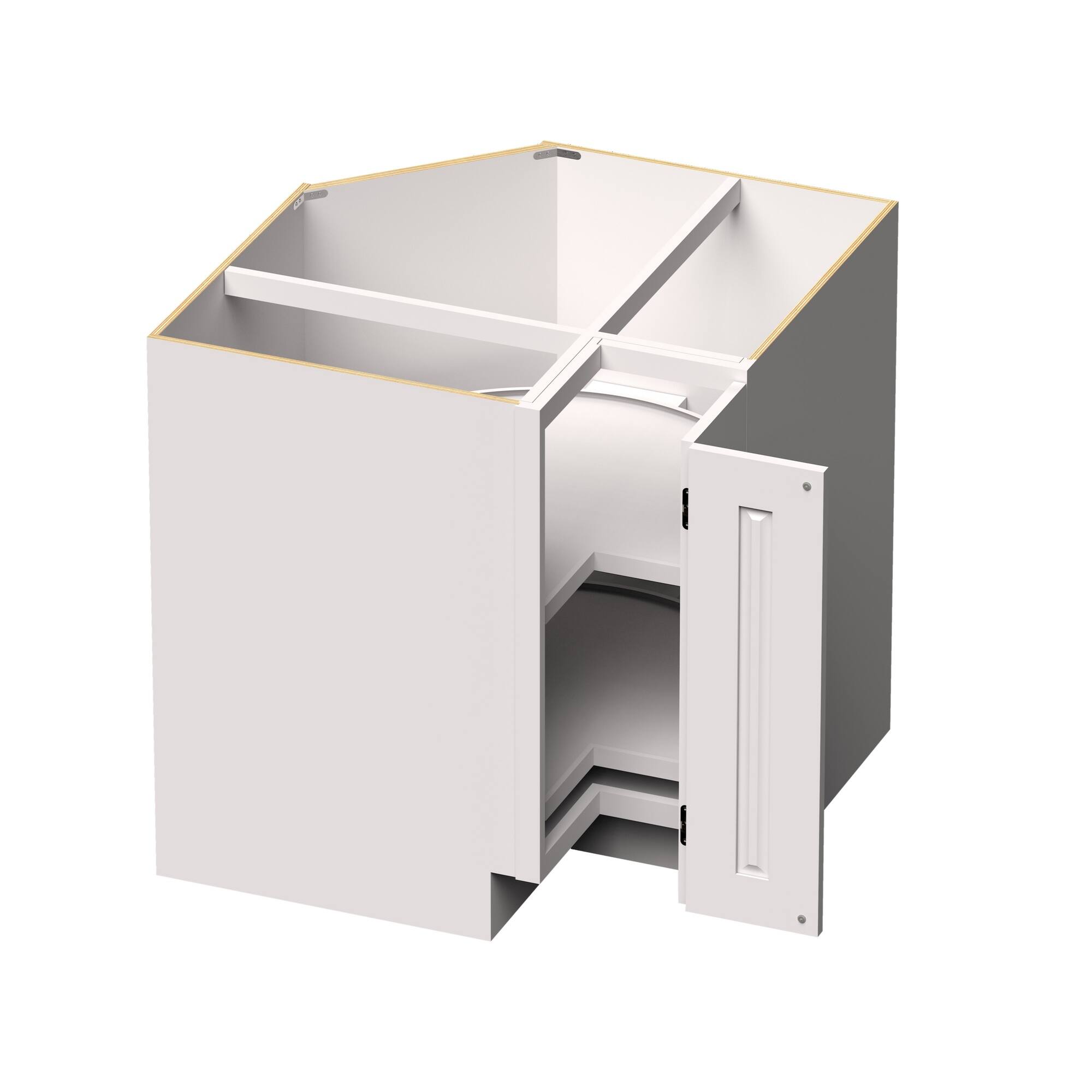 Angle. Boyel Living - 33-in W x 34.5-in H x 24-in D Shaker RTA Kitchen Lazy Susan Corner Base Cabinet with Soft-Close - White Shaker.