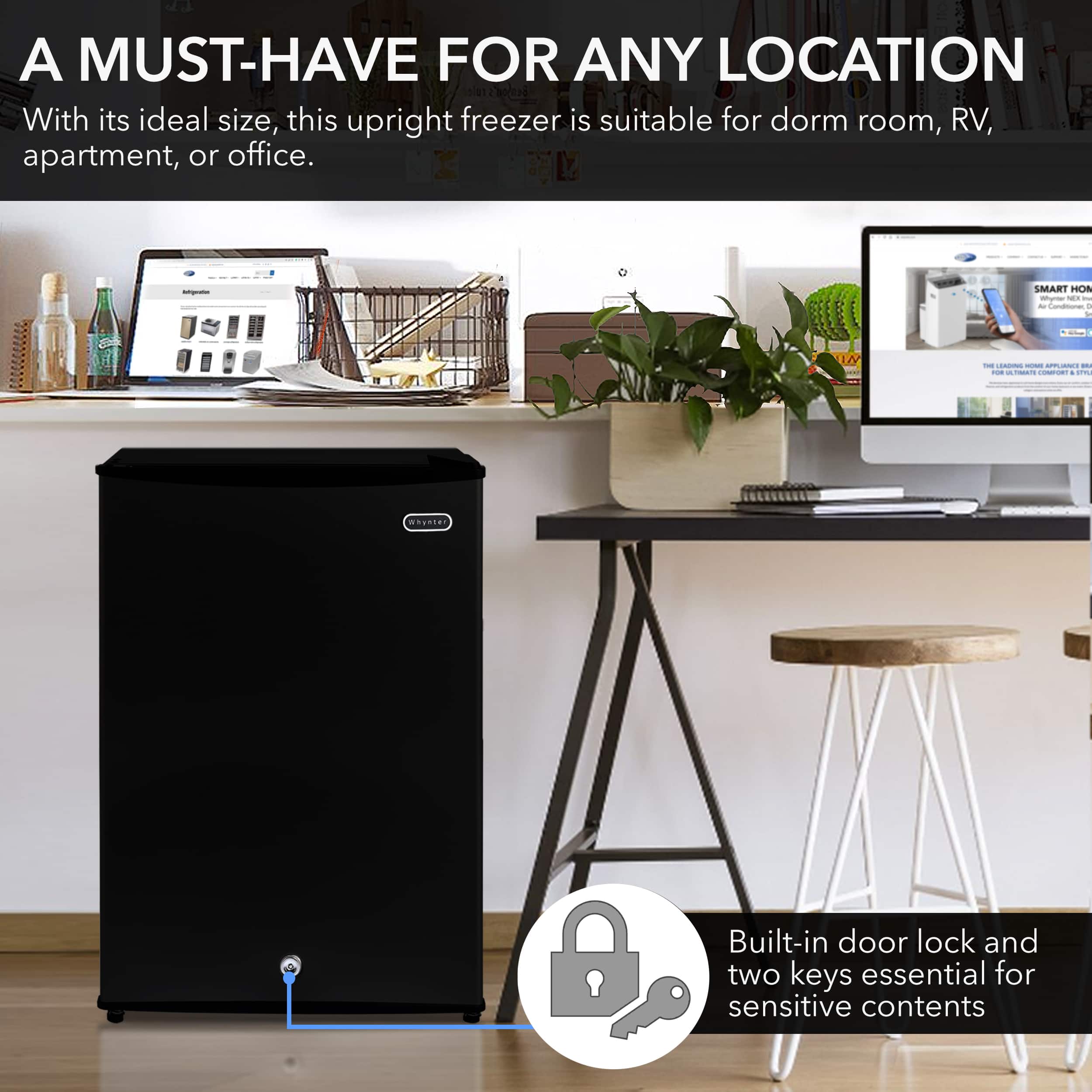 Alt View 5. Whynter - 3.0 cu. ft. Energy Star Upright Freezer with Lock - Black.