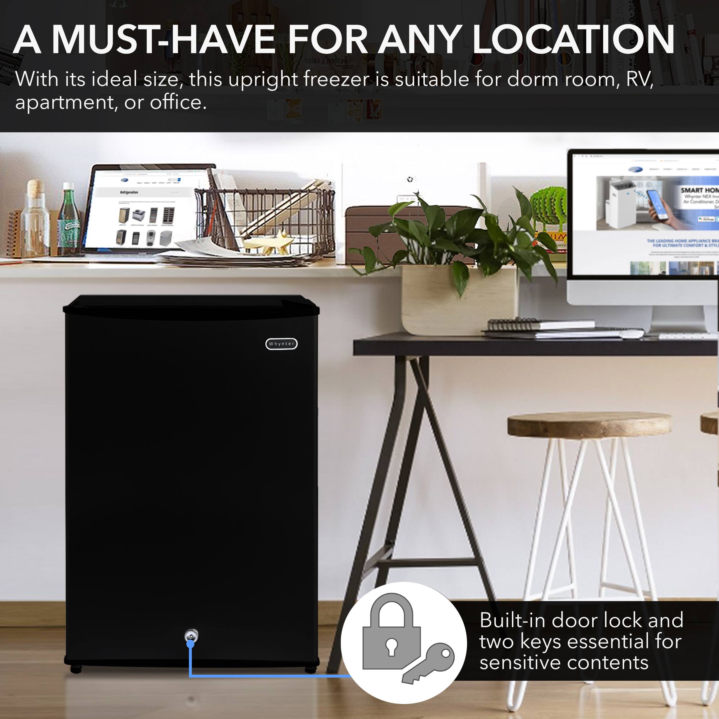 Alt View 5. Whynter - 3.0 cu. ft. Energy Star Upright Freezer with Lock - Black.