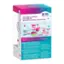 The box contains a tiny shopping cart and a set of lip glosses, including flavors such as vanilla, cherry, watermelon, and strawberry. The box also includes a warning that the small parts are not suitable for children under three years old. The box is labeled with the brand name "3C4G."