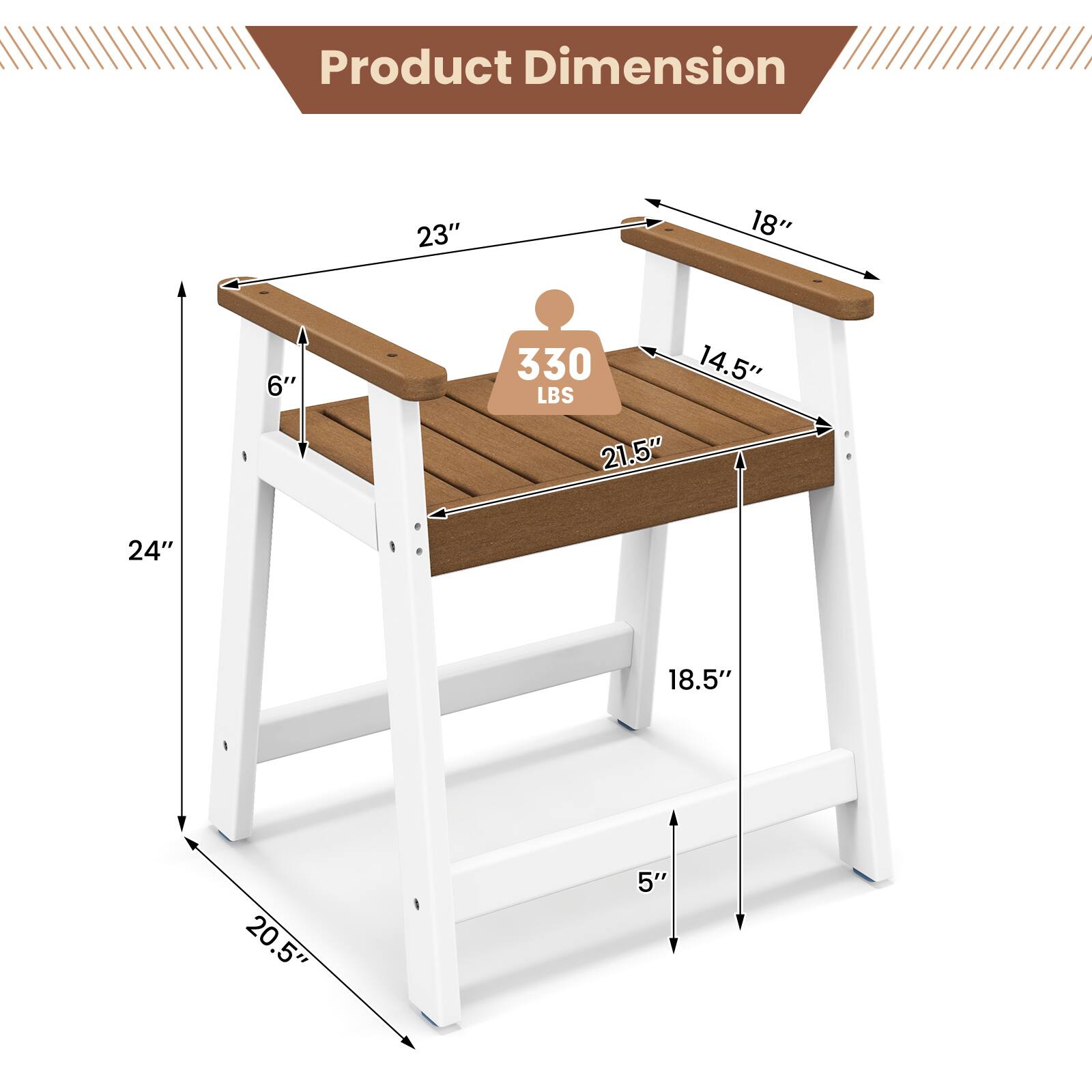 Product Dimension: 23" x 18" x 6"
Weight: 330 lbs
Material: Wood