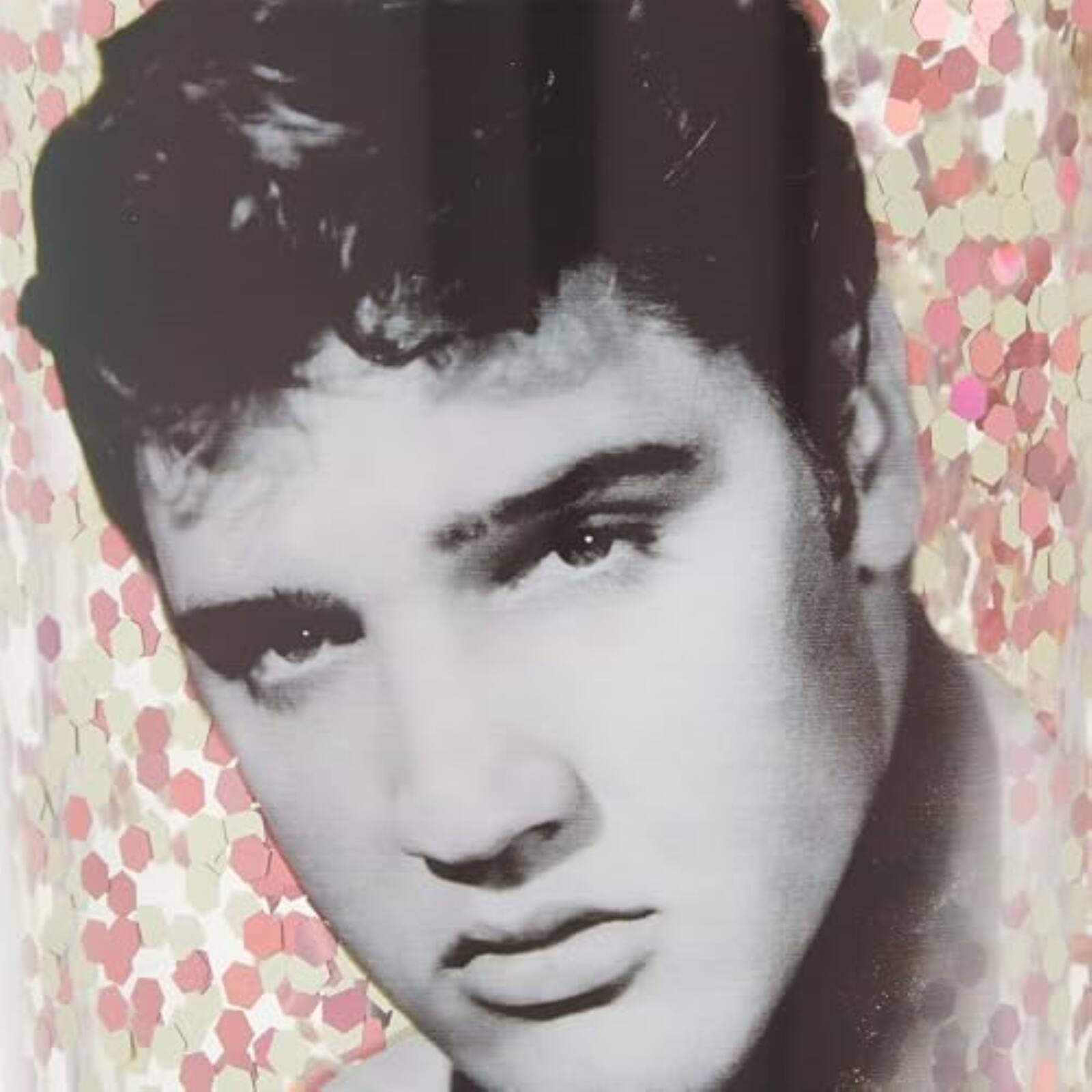 Angle. Spoontiques - Spoontiques Elvis Presley Double Walled Acrylic Tumbler Glitter Cup with Straw 20 ounce - Multicolor.