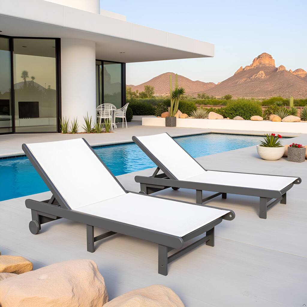 Front. LuXeo - Venice HDPE Chaise Lounge (Set of 2) - Gray.