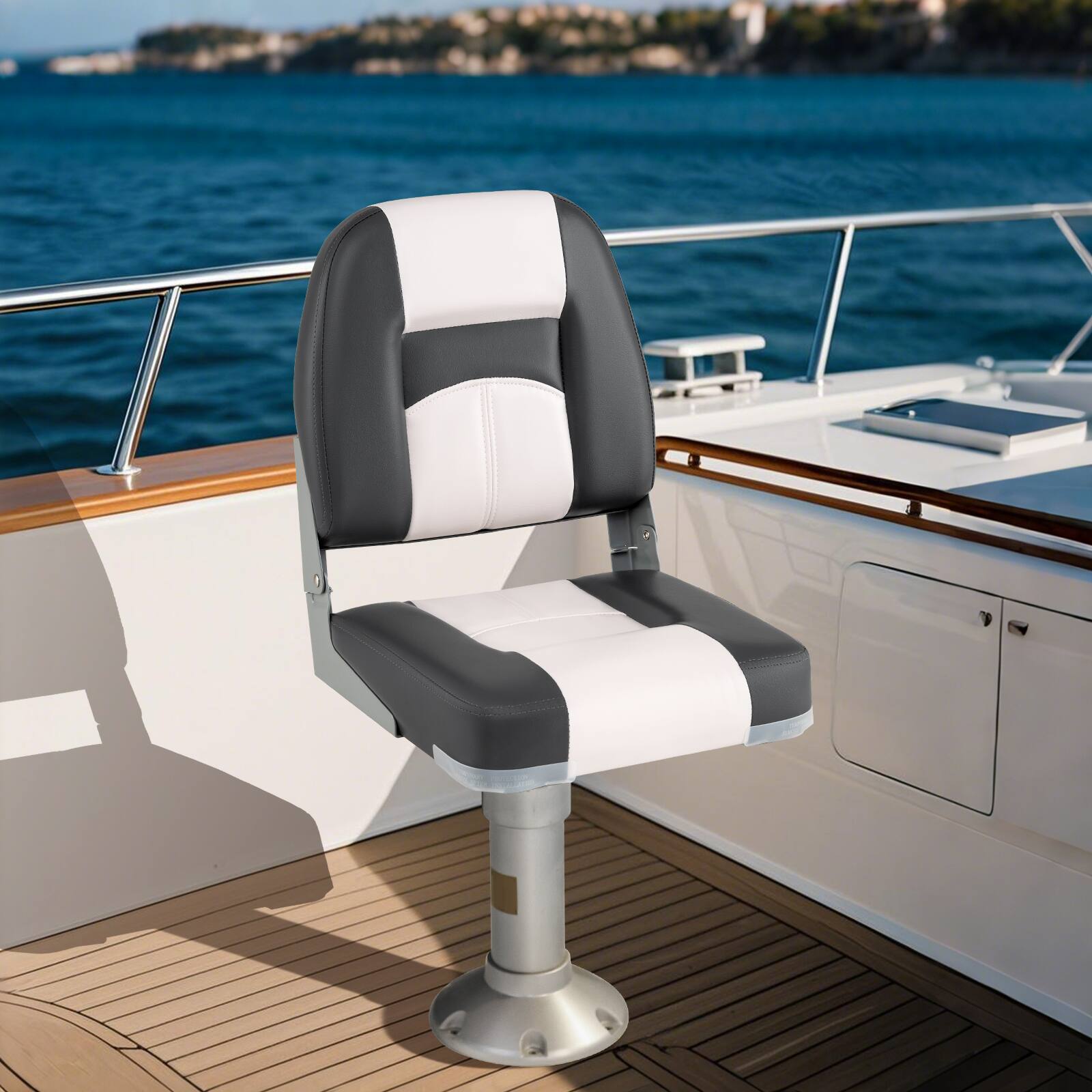 Alt View 9. Gymax - Gymax 2-Pack Boat Seats Waterproof PVC Leather Cabin Seating w/ Thick Sponge Padding - grey.