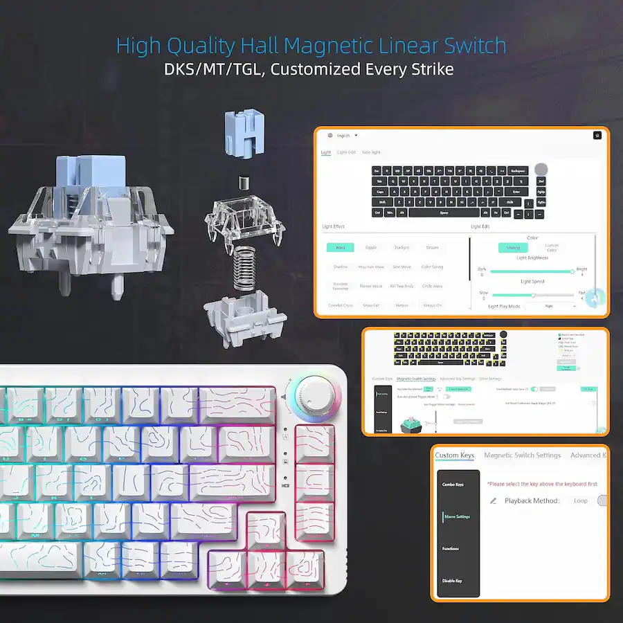 Trigger Pro Lights Womier M68HE Pro Rapid Trigger Mechanical Keyboard, 65% Magnetic ...