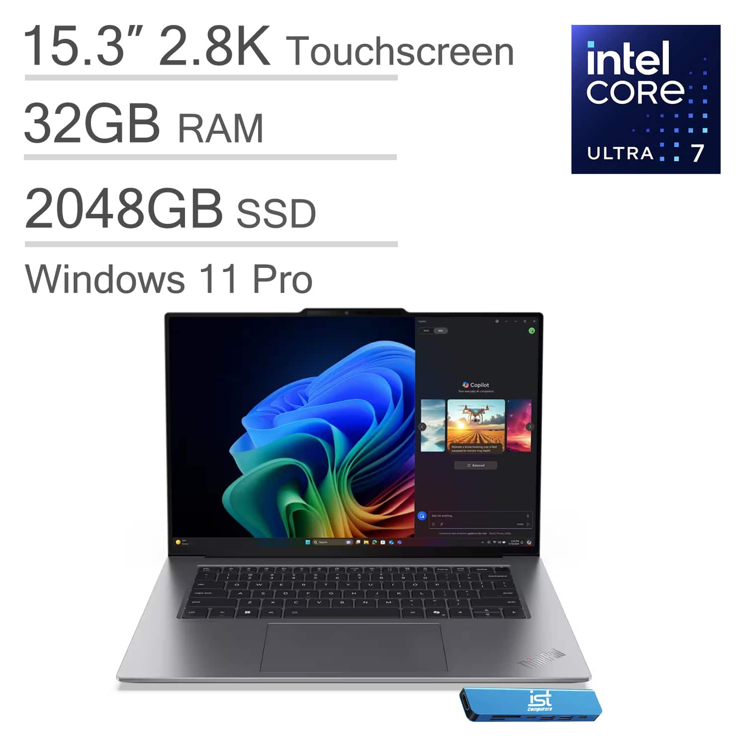 Lenovo - ThinkPad X9 15 Gen1 Aura Edition 15" 2.8K Touchscreen Laptop - Intel Core Ultra 7 258V - 32GB RAM - 2TB SSD - Win 11Pro - Thunder Grey