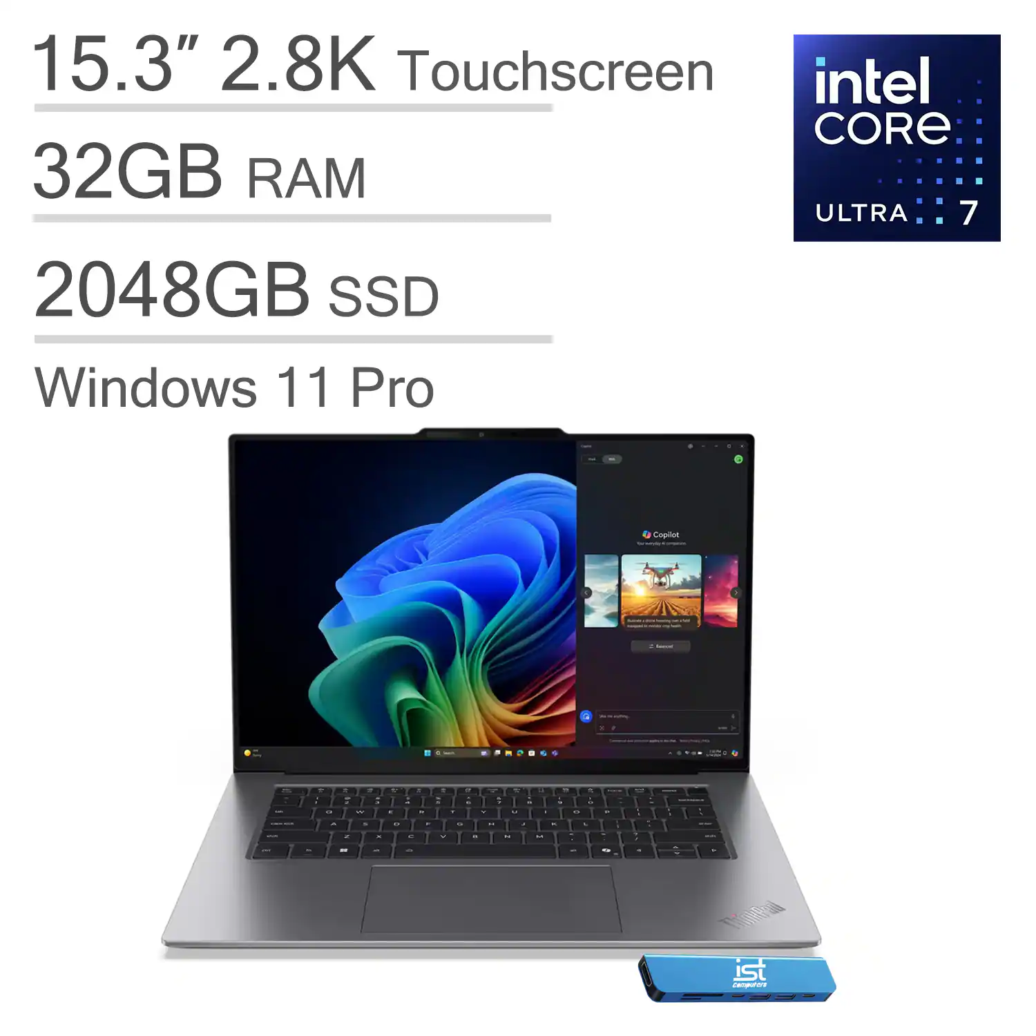 Lenovo - ThinkPad X9 15 Gen1 Aura Edition 15" 2.8K Touchscreen Laptop - Intel Core Ultra 7 258V - 32GB RAM - 2TB SSD - Win 11Pro - Thunder Grey