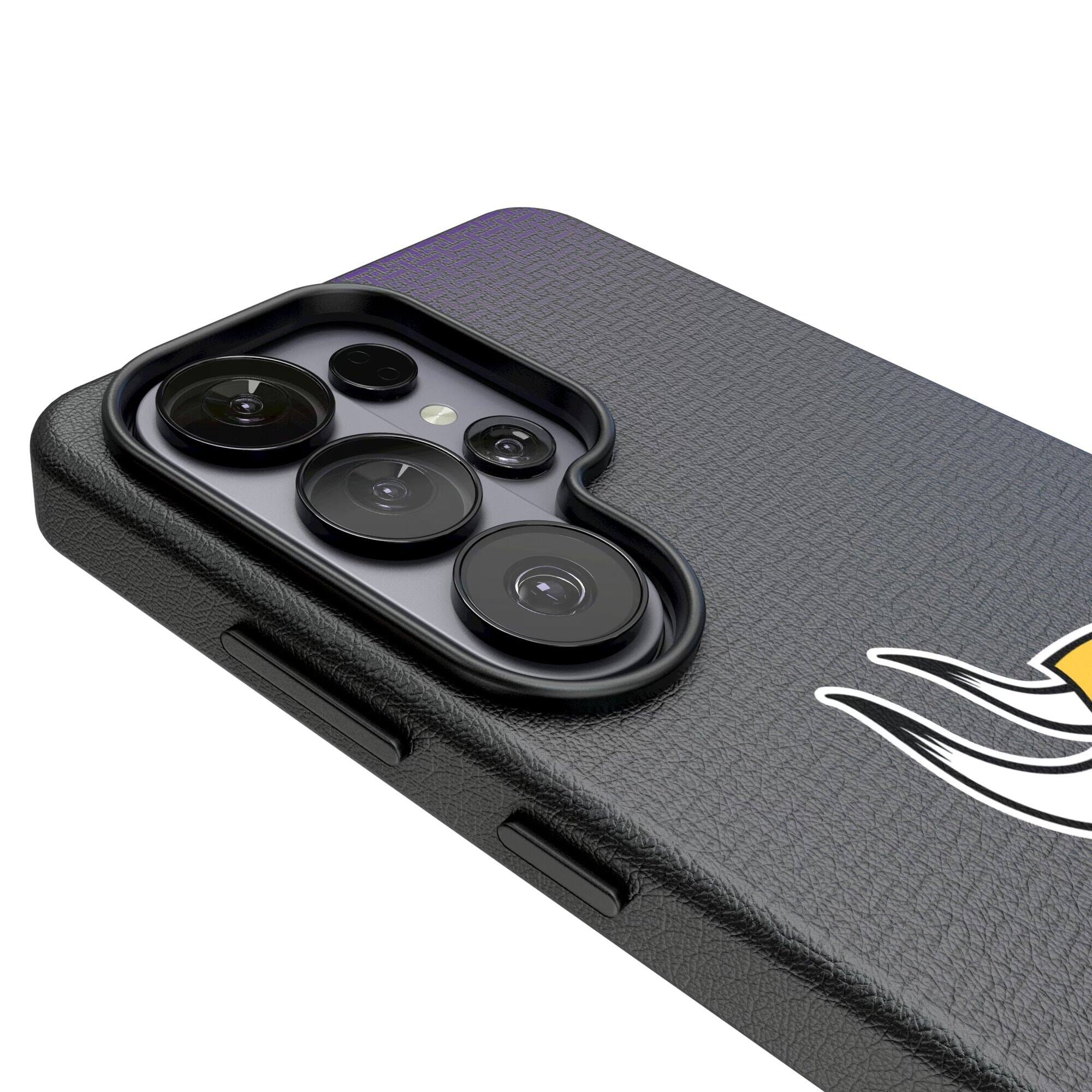 Alt View 2. Keyscaper - Minnesota Vikings Linen Galaxy Magnetic Bump Case - S25 Ultra - Black.