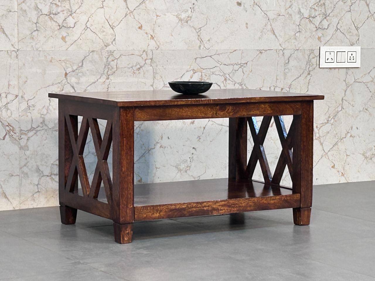 Alt View 7. Artisan Furniture - Belmont X-Frame Chestnut Coffee Table - Dark Brown.