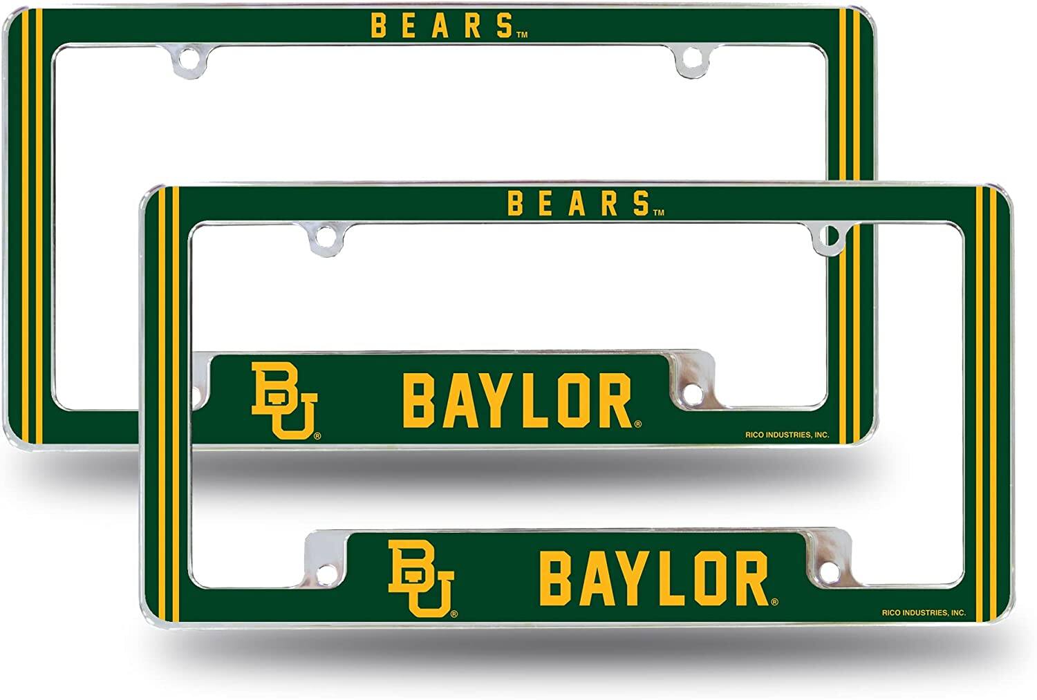 Baylor Bears (Set of 2) Chrome Metal License Plate Frames with Bold Full Frame Design