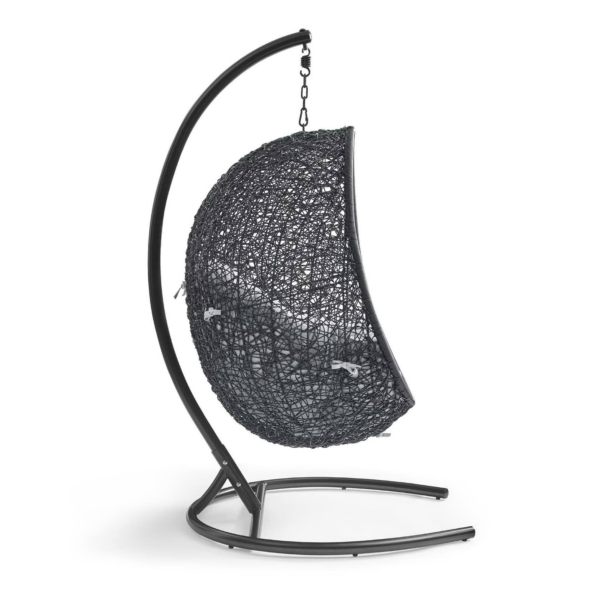 Angle. Modway - Encase Sunbrella® Swing Outdoor Patio Lounge Chair by Modway - Black Gray.
