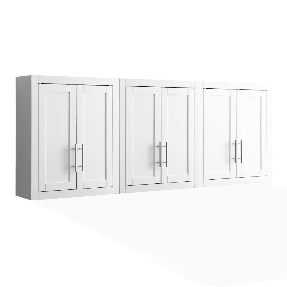 Alt View 4. Crosley Furniture - Savannah 3Pc Wall Storage Cabinet - 3 Wall Cabinets - White.