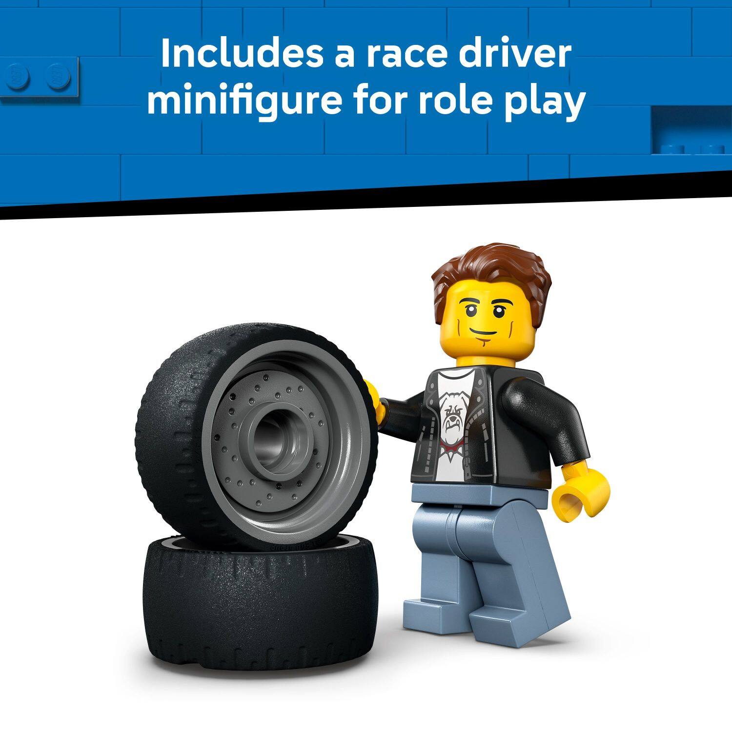 Includes a race driver minifigure for role play