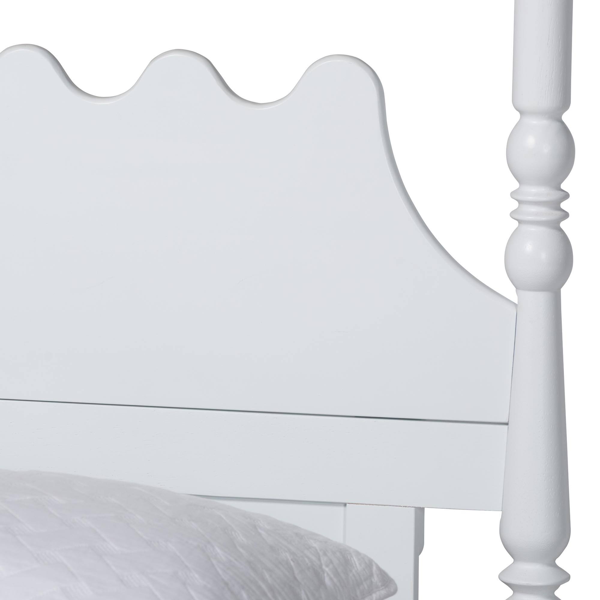 Back. Baxton Studio - Hoffman Platform Bed - Farmhouse Bed Frame with Scalloped Design and Turned Posts, King - White.