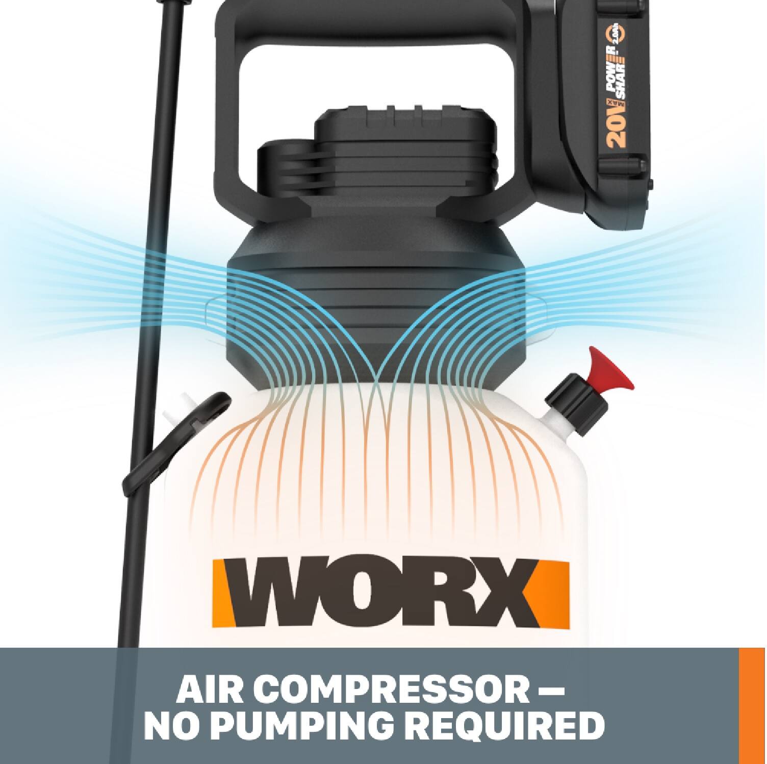 2.00 EUSANE POWR SHA CV  201 WORX AIR COMPRESSOR- NO PUMPING REQUIRED