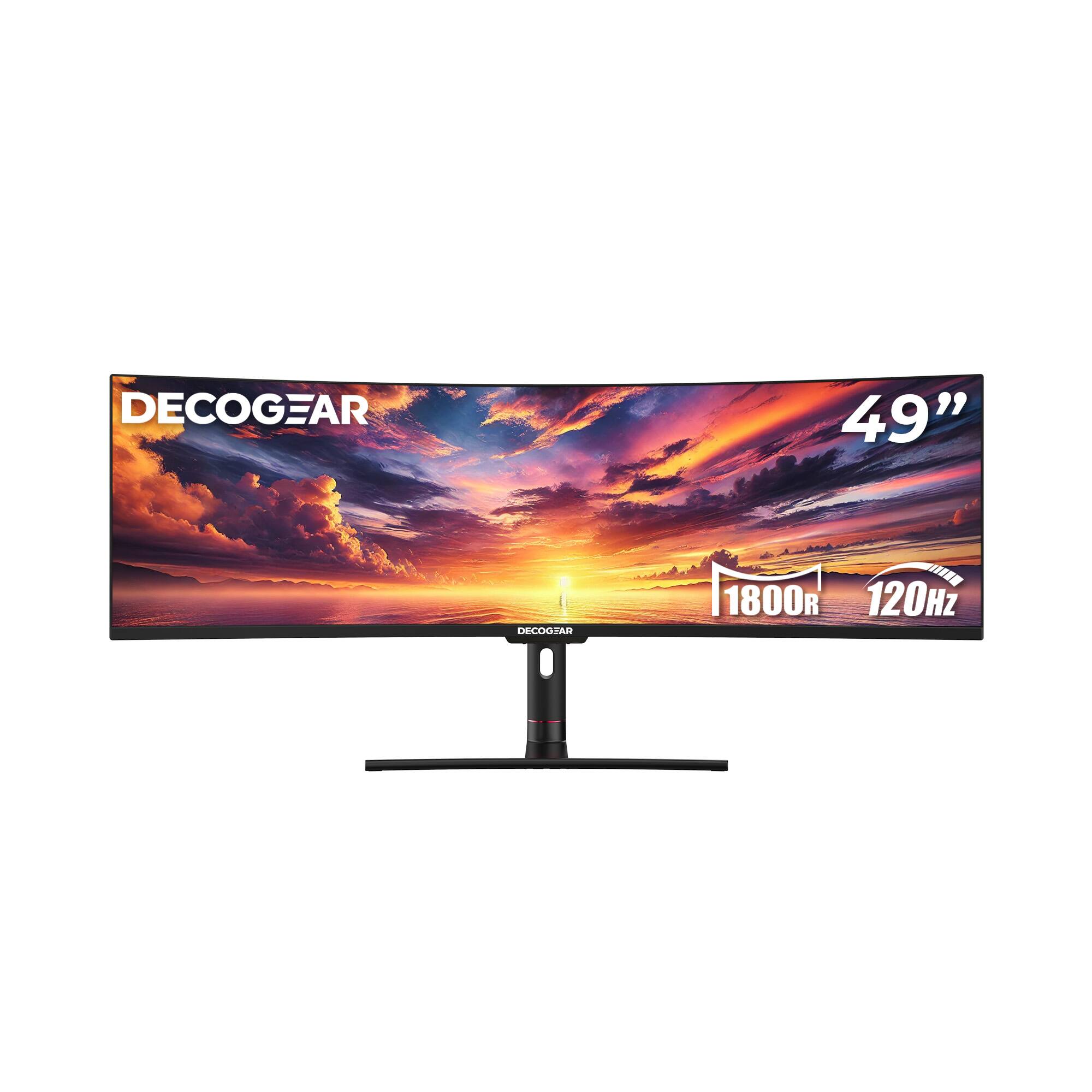 Deco Gear - 49" Super Ultrawide Dual-QHD 5120×1440 1500R Curved Monitor 120Hz HDR, 1ms MPRT, FreeSync, USB-C 65W, KVM - Black