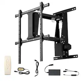 Glintex - Motorized Ceiling TV Mount, Electric Flip Down TV Stand for 32–65" Screens, Remote Control, Max VESA 24x24", 88 lbs - Black